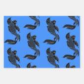 JAPANISCHES FISCHPATTERN FLACHENBLATT GESCHENKPAPIER SET (Vorderseite 3)