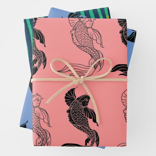 JAPANISCHES FISH WRAPPING PAPIER FLAT SHEET SET (Beispiel)