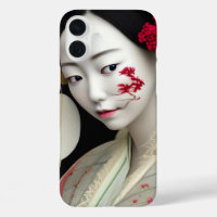 Japanisches Floral Geisha Red Gold Fantasy Art Pos