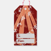 Japanisches florales Kimono Muster Coral Geschenkanhänger (Rückseite)