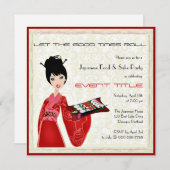 Japanisches Food Sushi Party Custom Einladung (Vorne/Hinten)