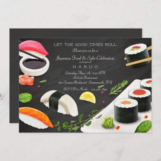 Japanisches Food Sushi-Party Einladung (Vorne/Hinten)