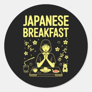 Japanisches Frühstück Zen Morgen Miso Reis Tee Gra Runder Aufkleber