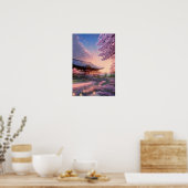 Japanisches Gasthaus im warmen Glühen des Sonnenun Poster (Küche)