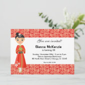 Japanisches Geburtstagsthema Einladung (Stehend Vorderseite)