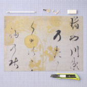 Japanisches Gedicht Calligraphy Chrysanthemum Gold Seidenpapier (Handwerk)