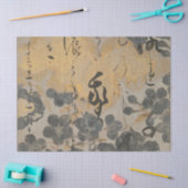 Japanisches Gedicht Goldmalerei Silberkreuz Blüten Seidenpapier (Basteln)