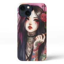 Japanisches Geisha Girl mit Tattoos iPhone Case