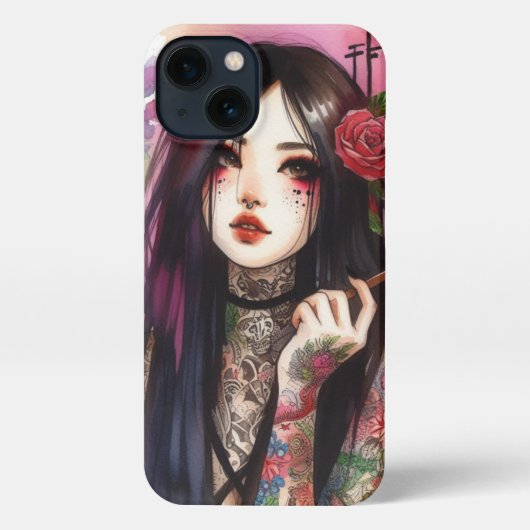 Japanisches Geisha Girl mit Tattoos iPhone Case iPhone Hülle (Rückseite)