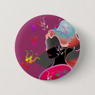 Japanisches GEISHA-KIMONO-MÄDCHEN Button