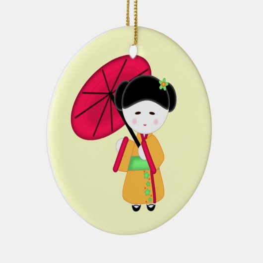 Japanisches Geisha-Mädchen Keramik Ornament (Rechts)