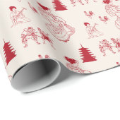 Japanisches Gigscha-Geschenk in Rot und Weiß Geschenkpapier (Rolleneckpunkt)