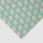 Japanisches glückliches Katzen-Muster aquamarin Seidenpapier (Ausschnitt)