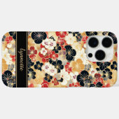 Japanisches Gold-Blumenmuster mit Monogramm Case-Mate iPhone Hülle (Rückseite (Horizontal))