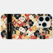 Japanisches Gold-Blumenmuster mit Monogramm Case-Mate iPhone Hülle (Rückseite (Horizontal))