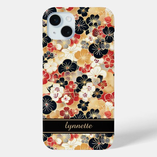 Japanisches Gold-Blumenmuster mit Monogramm Case-Mate iPhone Hülle (Rückseite)