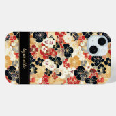 Japanisches Gold-Blumenmuster mit Monogramm Case-Mate iPhone Hülle (Rückseite (Horizontal))