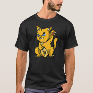 Japanisches Gold Lucky Cat Maneki Neko 招 き 猫 T-Shirt