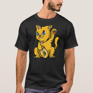 Japanisches Gold Lucky Cat Maneki Neko 招 き 猫 T-Shirt