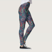 Japanisches Grün-Rot-Drachenmuster Leggings (Rechts)