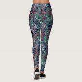 Japanisches Grün-Rot-Drachenmuster Leggings (Rückseite)