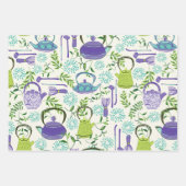 Japanisches grünes Teekannen-Design Geschenkpapier Set (Vorderseite 3)