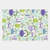 Japanisches grünes Teekannen-Design Geschenkpapier Set (Vorderseite 2)
