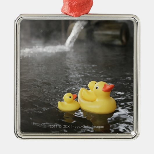 Japanisches GummiDuckies Silbernes Ornament (Vorne)