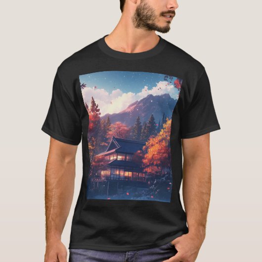 Japanisches Haus in den Bergen T-Shirt (Vorderseite)