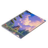 Japanisches Holzschloss am bezaubernden See Notizblock (Linke Seite)