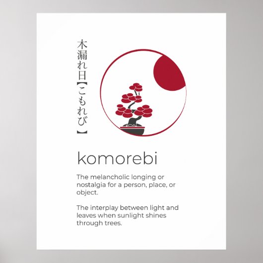 Japanisches Inspirationswort, Kunst der Komorebi-M Poster (Vorne)