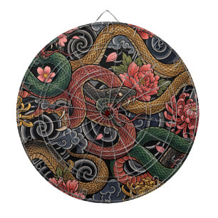 Japanisches Irezumi-Biker-All-Over-Print-Grafikmus Dartscheibe