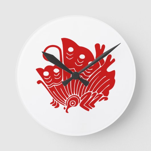 Japanisches Kameldesign Runde Wanduhr (Vorderseite)