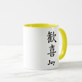 Japanisches Kanji: Freude Tasse (VorderseiteRechts)