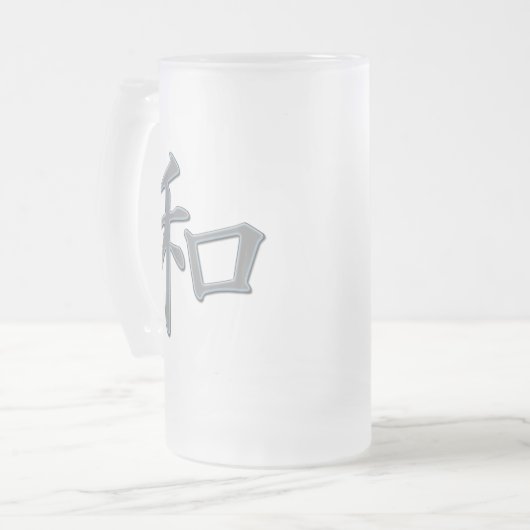 JAPANISCHES KANJI-SYMBOL FÜR FRIEDEN MATTGLAS BIERGLAS (Vorderseite Links)