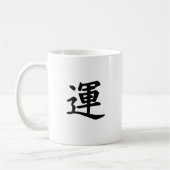 Japanisches Kanjisymbol des Glücks Kaffeetasse (Links)