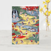 Japanisches Katzen Land, Utagawa Kunitoshi Karte (Gelbe Blume)