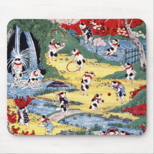 Japanisches Katzen Land, Utagawa Kunitoshi Mousepad
