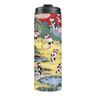 Japanisches Katzen Land, Utagawa Kunitoshi Thermosbecher