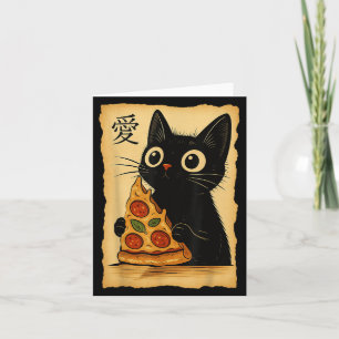 Japanisches Kawaii Anime Katze Pizza Ästhetik Katz Karte