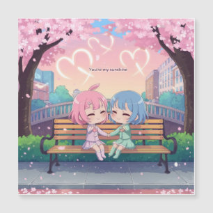 Japanisches Kawaii-Paar Sonnenschein Magnetkarte
