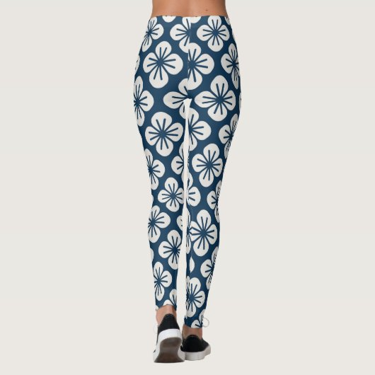 Japanisches Kimono Floral Pattern Indica Leggings (Rückseite)