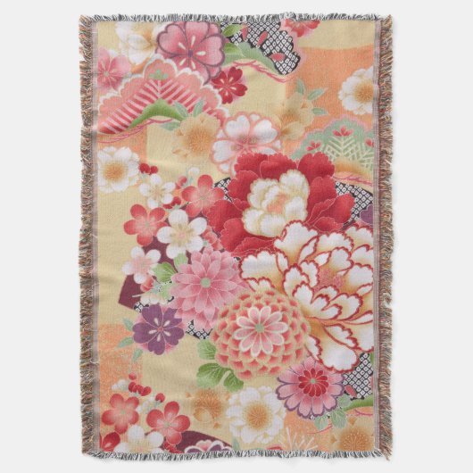 Japanisches KIMONO Gewebe, Blume Decke (Vorderseite Vertikal)