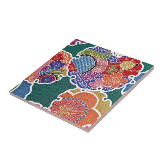 Japanisches KIMONO Gewebe, Floret-Muster Fliese (Seite)