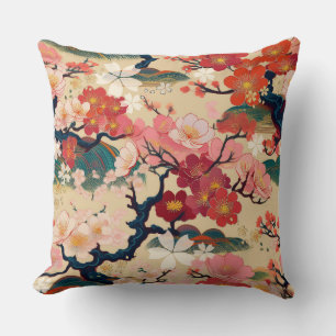 Japanisches Kimono-inspiriertes Stoffmuster Kissen