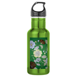 Japanisches KIMONO Textil, Blumenmuster Edelstahlflasche