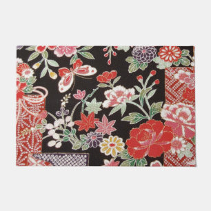 Japanisches KIMONO Textil, Blumenmuster Fußmatte