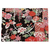 Japanisches KIMONO Textil, Blumenmuster Große Geschenktüte (Vorderseite)