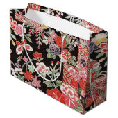 Japanisches KIMONO Textil, Blumenmuster Große Geschenktüte (Rückseite Schrägansicht)