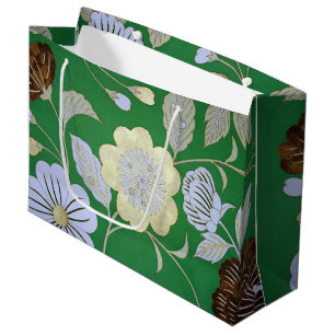 Japanisches KIMONO Textil, Blumenmuster Große Geschenktüte